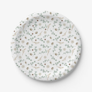 Modern Minimalist Botanical Christmas  Paper Plate