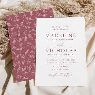 Modern Minimalist Botanical Desert Rose Wedding Invitation
