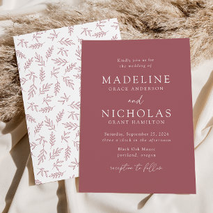 Modern Minimalist Botanical Desert Rose Wedding Invitation