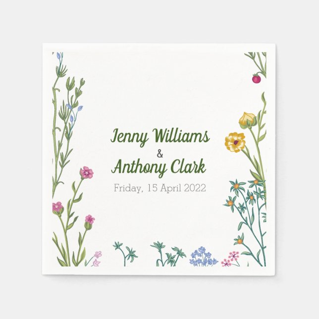 Modern Minimalist Botanical Floral Napkin (Front)