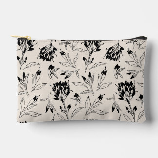 Modern Minimalist Botanical Floral Sketch Pattern Accessory Pouch