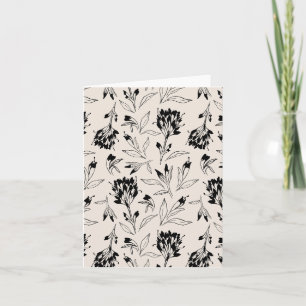 Modern Minimalist Botanical Floral Sketch Pattern Card