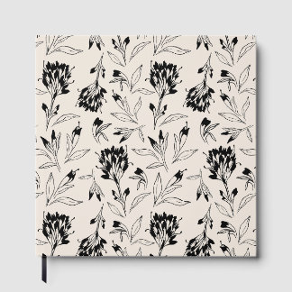 Modern Minimalist Botanical Floral Sketch Pattern Guest Book