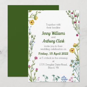 Modern Minimalist Botanical Floral Wedding Invitation