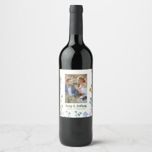 Modern Minimalist Botanical Floral Wine Label