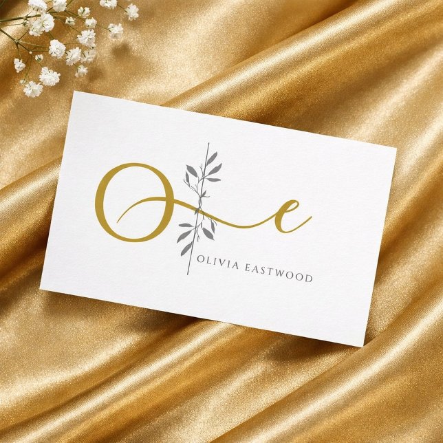 Modern Minimalist Botanical Gold Monogram  Card (Creator Uploaded)