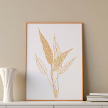 Modern Minimalist Botanical Leaves Drawing Poster<br><div class="desc">A Modern Minimalist Botanical Nature Line Art Illustration in a pretty fall shade of Golden Amber Yellow. If you'd like to change the background colour or add text,  just click customise or send me a message.</div>