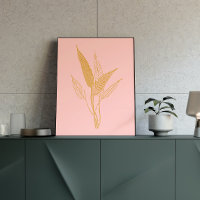 Modern Minimalist Botanical Line Art Drawing Pink