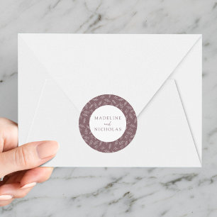 Modern Minimalist Botanical Mauve Purple Wedding Classic Round Sticker