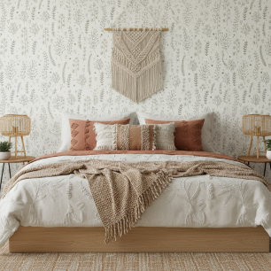 Modern Minimalist Botanical Pattern Sage Wallpaper