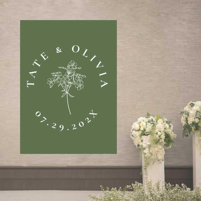 Modern Minimalist Botanical Wedding Couple Poster (Creator Uploaded)
