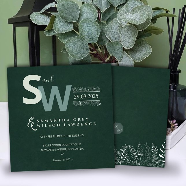 Modern Minimalist Botanical Wedding Invitation (Creator Uploaded)