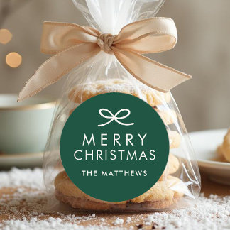 Modern Minimalist Bow Custom Colour Christmas Classic Round Sticker