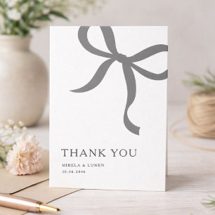 Modern Minimalist Bow Wedding Thank You Card