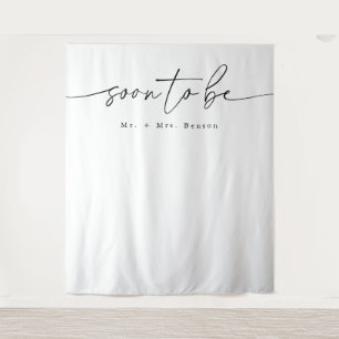 Modern Minimalist Bridal Shower Backdrop Tapestry