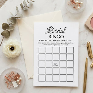 Modern Minimalist bridal shower bingo Game Card