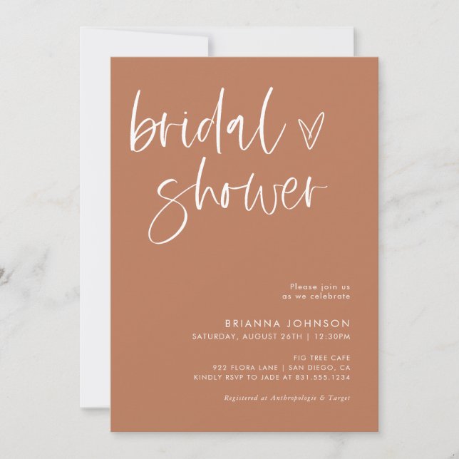 Modern Minimalist Bridal Shower | Boho Bridal  Inv Invitation (Front)