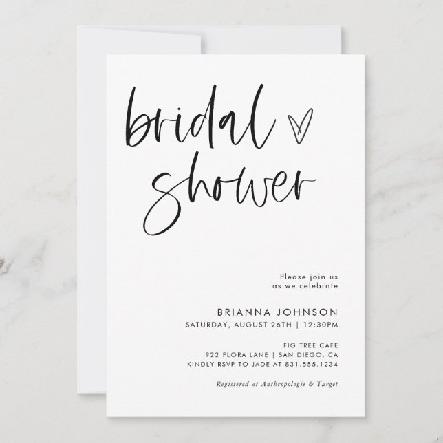 Modern Minimalist Bridal Shower | Boho Bridal  Inv Invitation (Front)