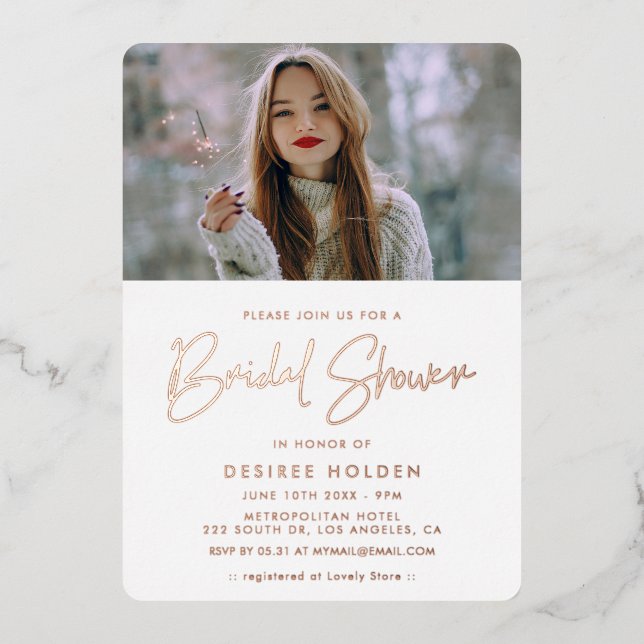 Modern minimalist bridal shower photo (Front)