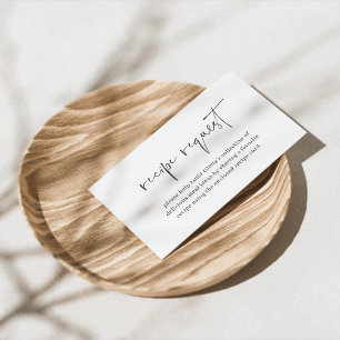 Modern Minimalist Bridal Shower Recipe Request Enclosure Card
