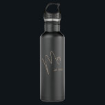 Modern Minimalist Bride | Black   Beige Script 710 Ml Water Bottle<br><div class="desc">Show your bride pride with personalised gear perfect for destination weddings or your honeymoon. Makes a thoughtful gift for the bride-to-be!</div>