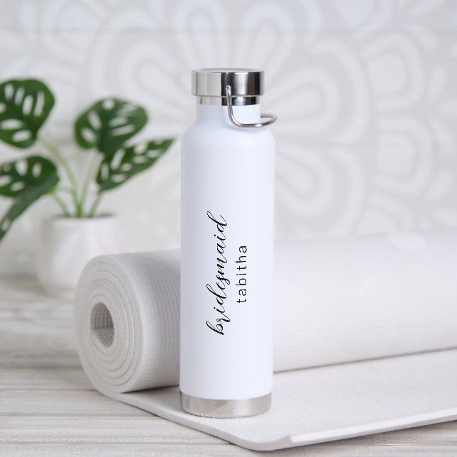Modern Minimalist Bridesmaid Elegant Wedding Water Bottle (Yoga)