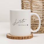 Modern Minimalist Bridesmaid Gift Coffee Mug<br><div class="desc">Custom-designed bridesmaid gift mug featuring modern black and white design with custom hand script name.</div>