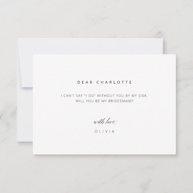 Modern Minimalist Bridesmaid Proposal Card (Back)