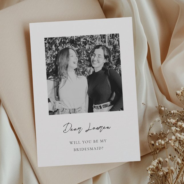 Modern Minimalist Bridesmaid Proposal Photo Card (Creator Uploaded)