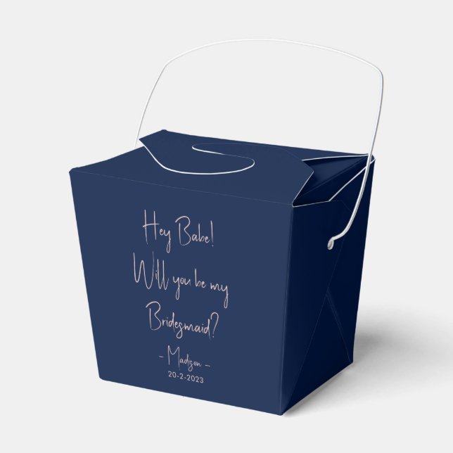 Modern Minimalist Bridesmaid Proposal Script Navy  Favour Box (Front Side)