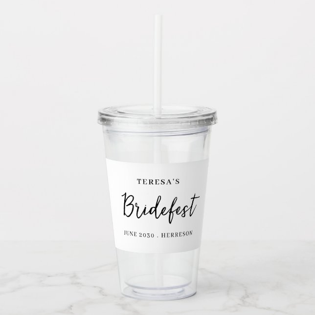 Modern Minimalist Bridesmaid Script Design Acrylic Tumbler (Front)
