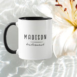 Modern Minimalist | Bridesmaid Wedding Mug<br><div class="desc">Create your own bridesmaid mugs. A simple and modern design in black and white colour featuring handwritten calligraphy and playful informal typography for a minimalist,  bold and cool look. Any font,  any colour,  no minimum.</div>
