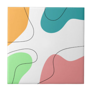 Modern Minimalist Bright Colour Blobs Abstract Art Tile