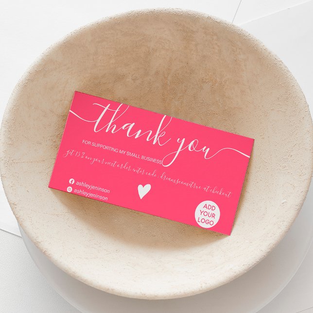 Modern minimalist bright pink order thank you business card (Creator Uploaded)