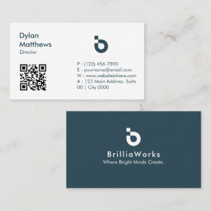 Modern Minimalist BrilliaWorks Style Smart QR Code Business Card