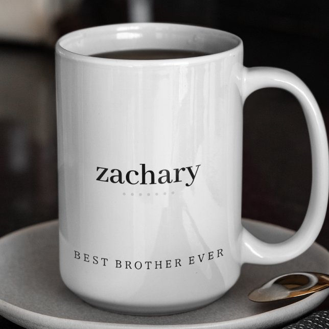 Modern Minimalist Brother Ever Personalised Two- Two-Tone Coffee Mug (Creator Uploaded)