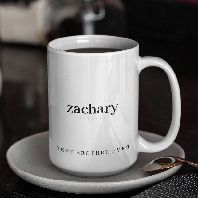 Modern Minimalist Brother Ever Personalised Two- Two-Tone Coffee Mug (Creator Uploaded)