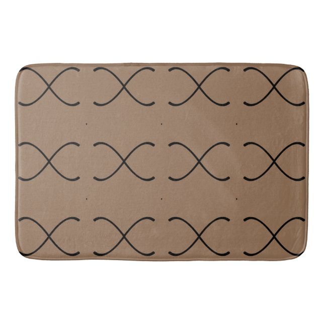 Modern Minimalist Brown and Black Pattern Bath Mat (Front)