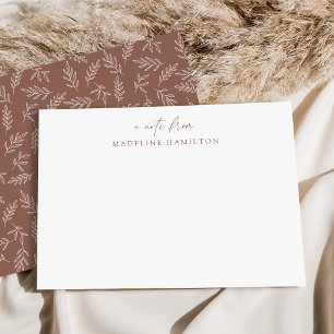 Modern Minimalist Brown Botanical Personalised Card