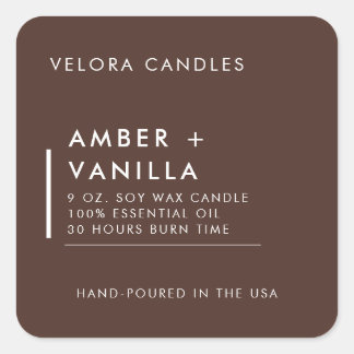 Modern Minimalist Brown Candle Label Sticker