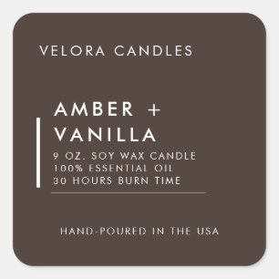 Modern Minimalist Brown Candle Label Sticker