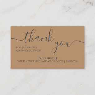 Modern Minimalist Brown Order Thank You Business Card