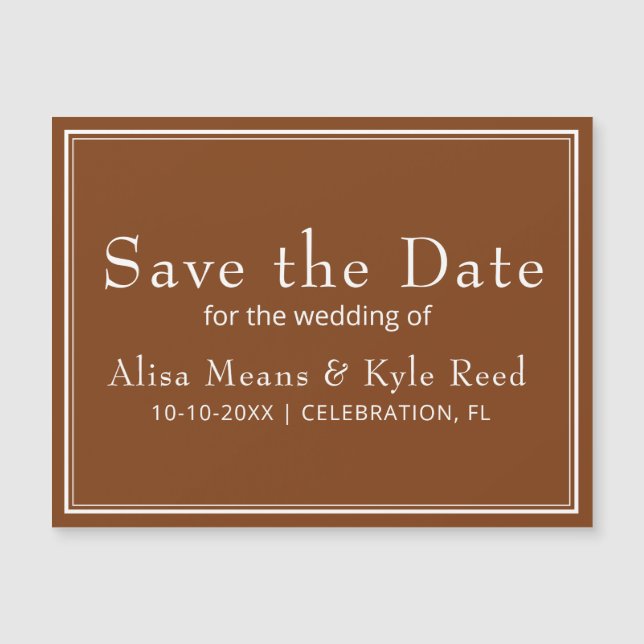 Modern Minimalist Brown Save the Date (Front)