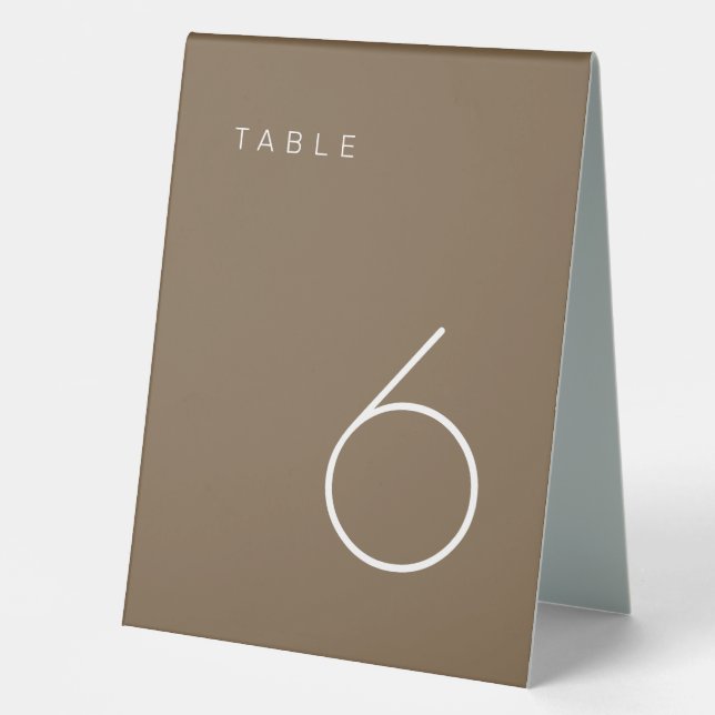 Modern Minimalist Brown Table Number (Front)