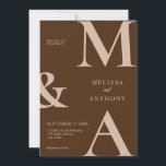 Modern Minimalist Brown Wedding Invitation<br><div class="desc">Modern Minimalist Brown Wedding Invitation. Features bold monogram typography and minimal graphic design. Personalise text with all the details of your special day.</div>