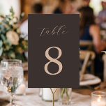 Modern Minimalist Brown Wedding  Table Number<br><div class="desc">Create your own personalised wedding table number featuring modern minimalist typography in brown colour design.</div>