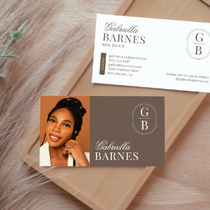 Modern Minimalist Brown & White Bold Business Card