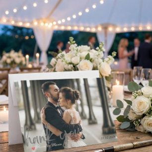 Modern Minimalist Brush Script Photo Wedding Thank You Card