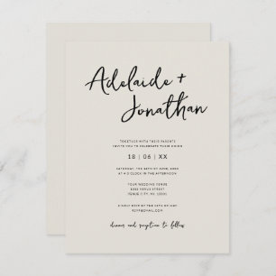 Modern Minimalist Budget Ivory Wedding Invitation