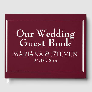 Modern Minimalist Burgundy Guest Book